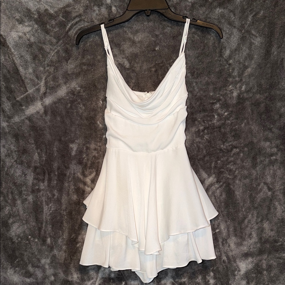 White Layered Romper with Spaghetti Straps